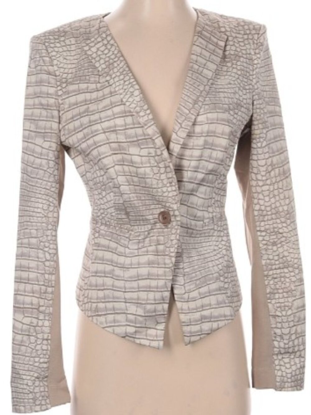 BCBG MaxAzria Gray Tweed Animal-Print Blazer Size Small